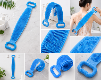 Silicone Body Back Scrubber – Double-Sided Exfoliating Bath Brush for Deep Skin Cleaning