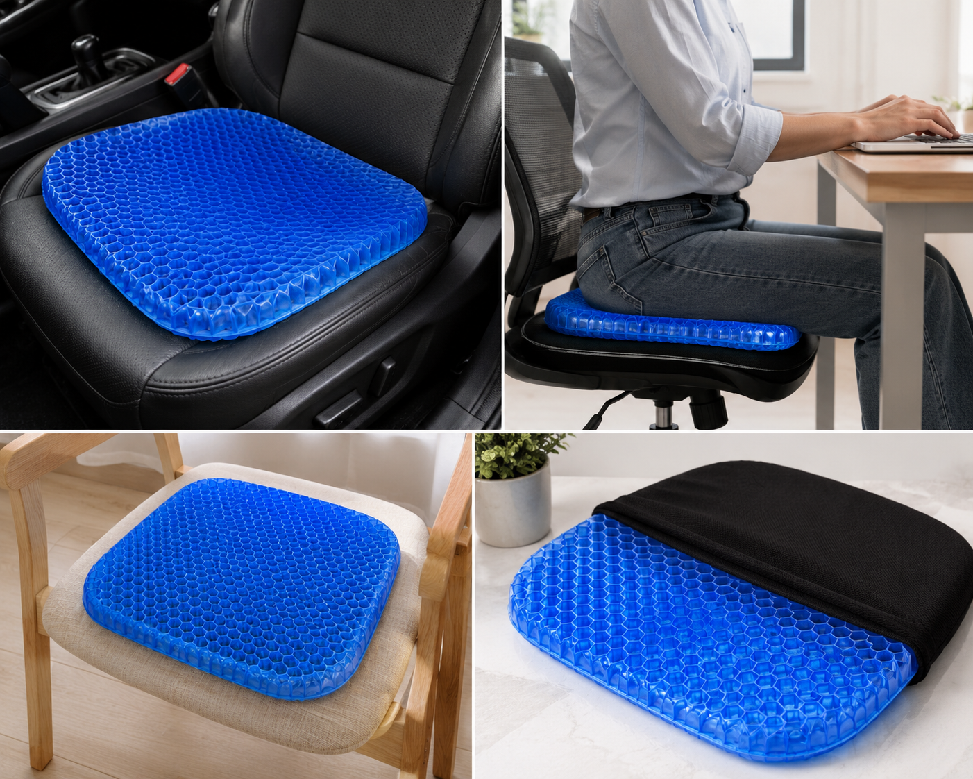 Honeycomb Gel Back Support Seat Cushion – Breathable & Pressure-Relief