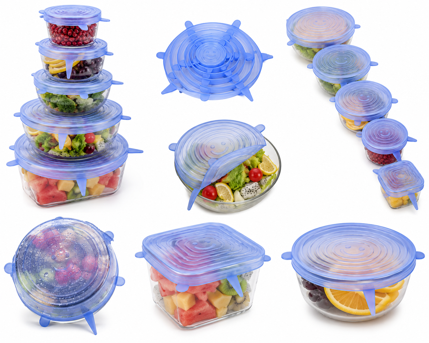Reusable Silicone Food Covers (Set of 6) – Stretchable Elastic Lids for Bowls, Cups & Fresh Storage