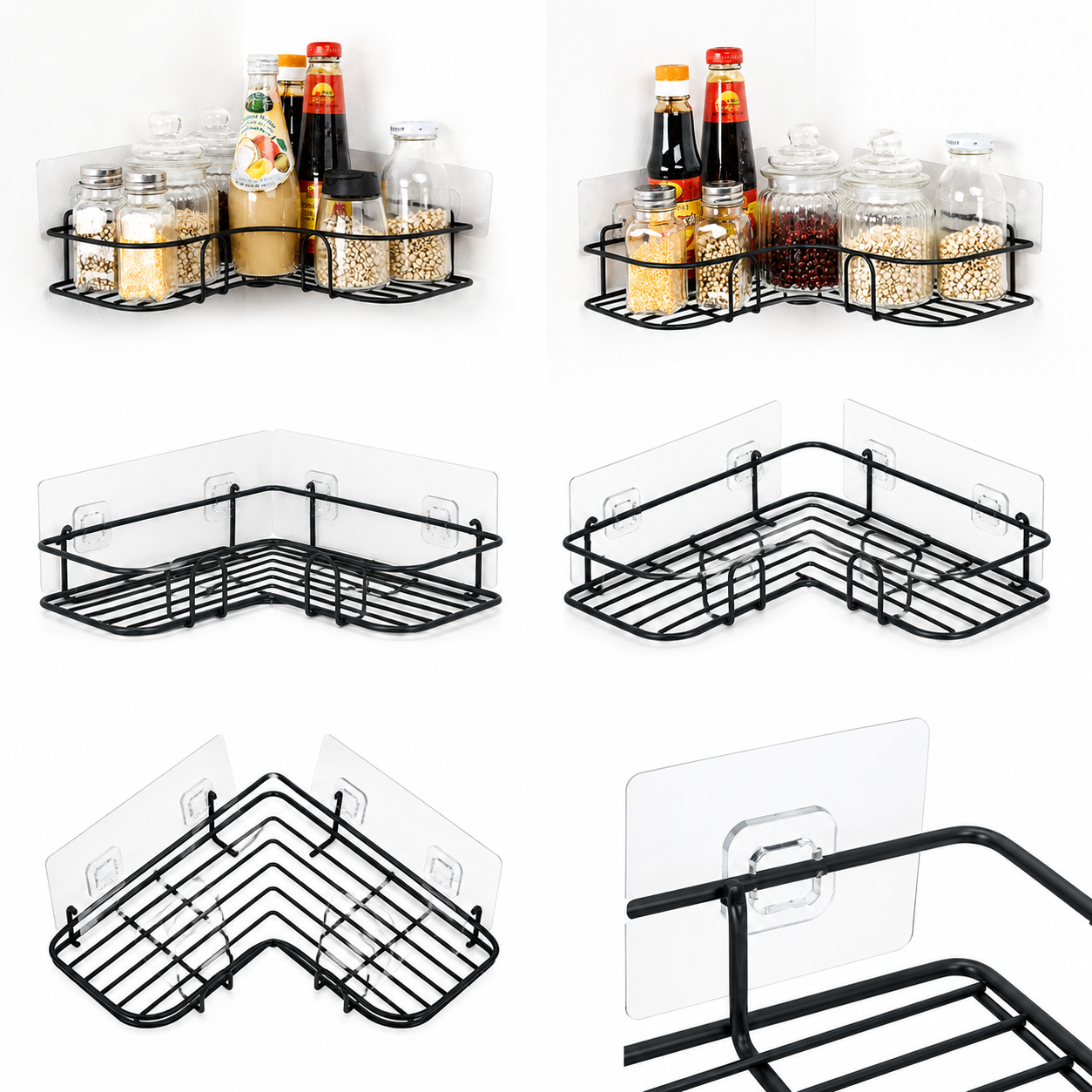 Self-Adhesive Bathroom Corner Shelf – No-Drill Wall Mount Storage Rack & Organizer