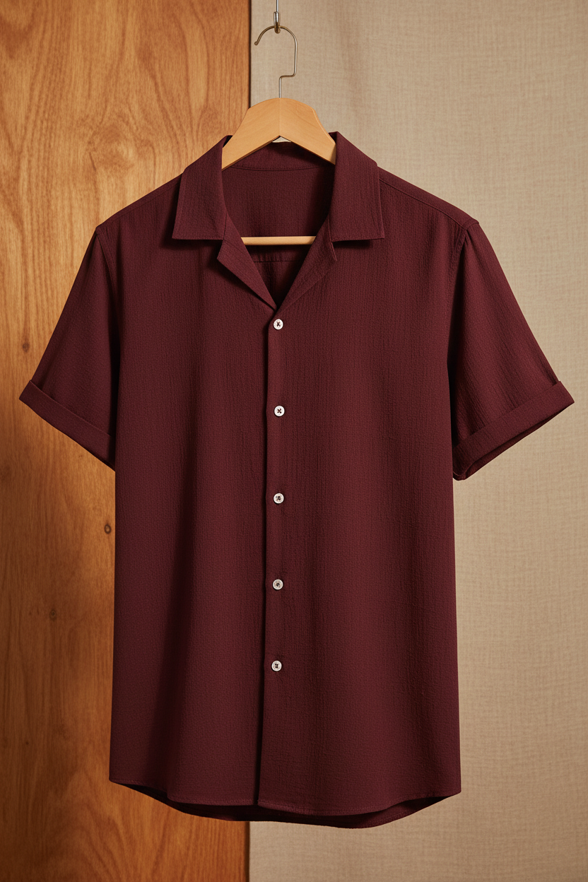 Burgundy Shirt - Left Angle