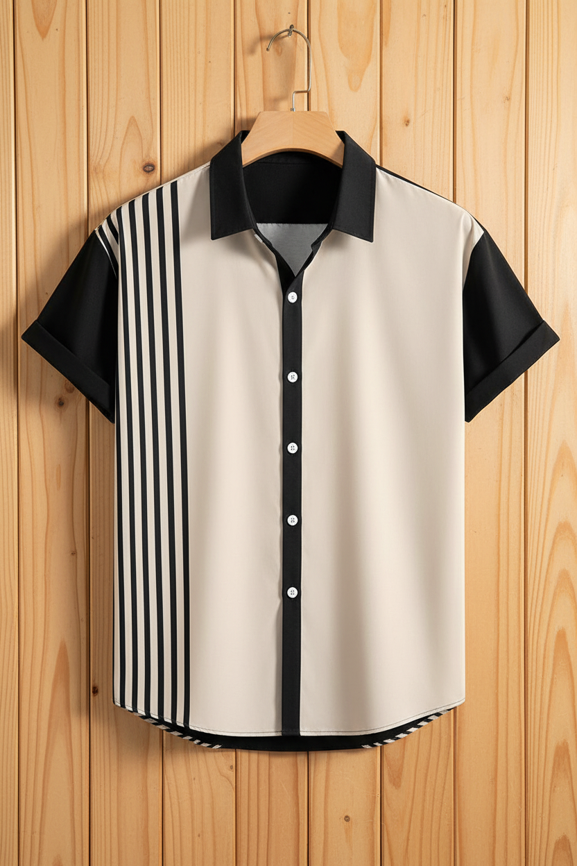 Color Block Shirt - Wooden Background