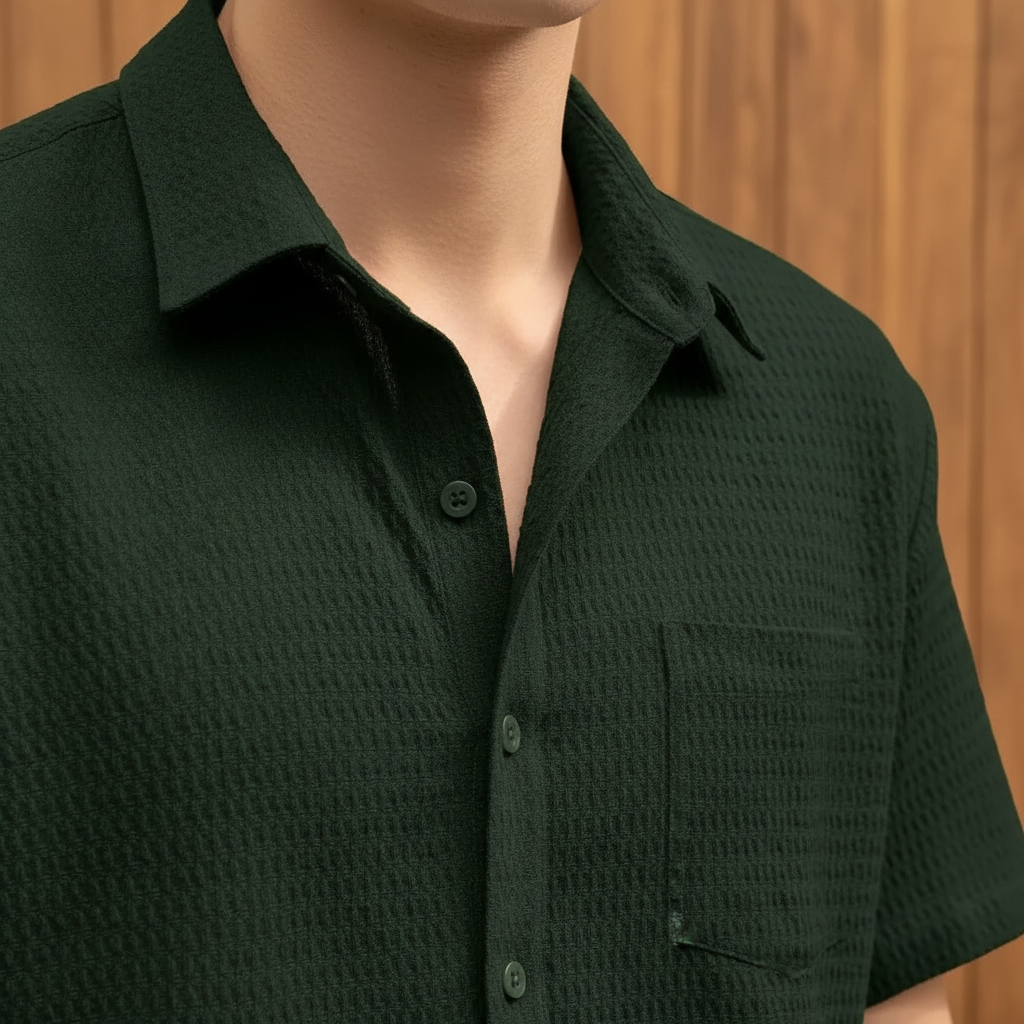 Green Shirt - Collar Detail