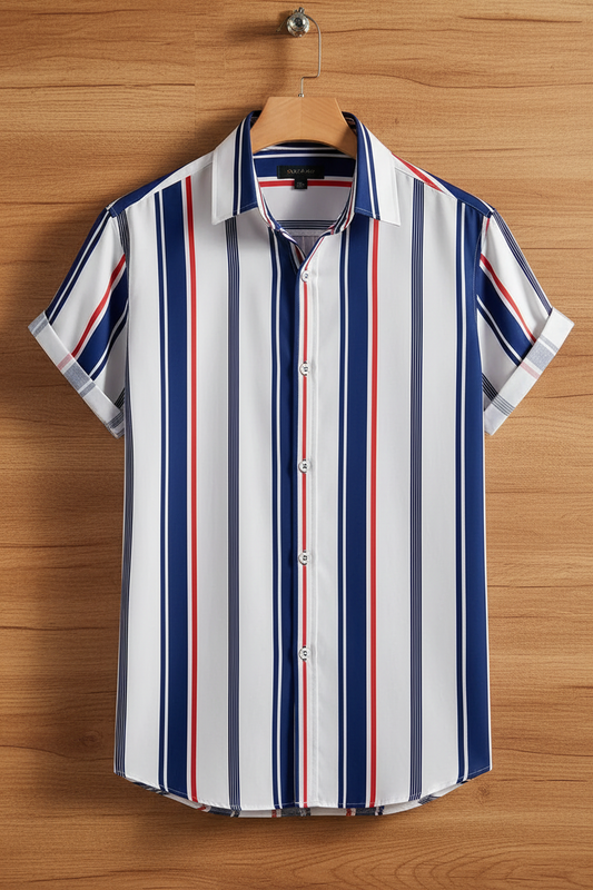 Navy Red White Stripe Shirt - Hanger