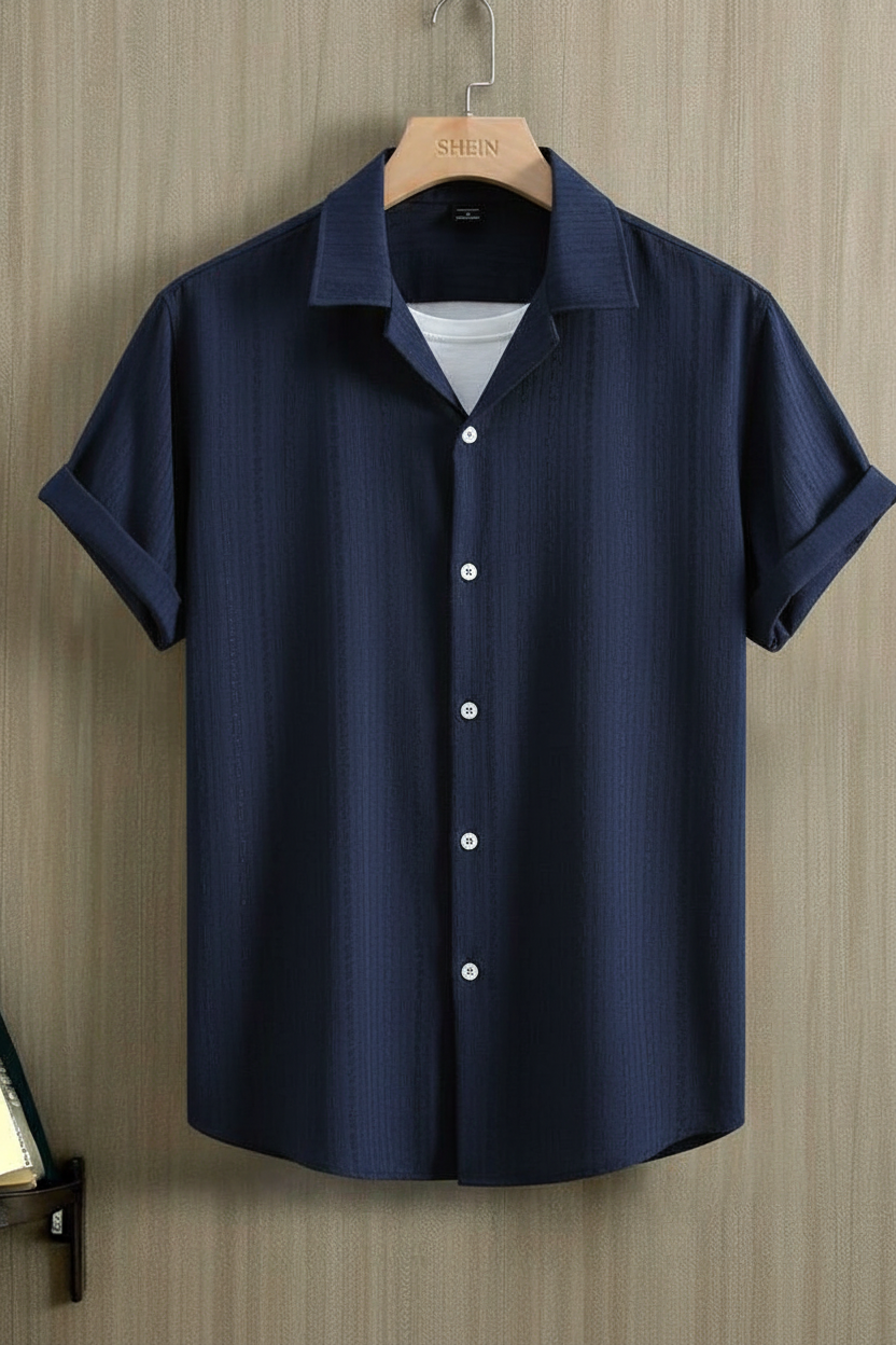 Navy Shirt - Cream BG