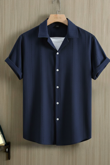 Navy Shirt - Cream BG