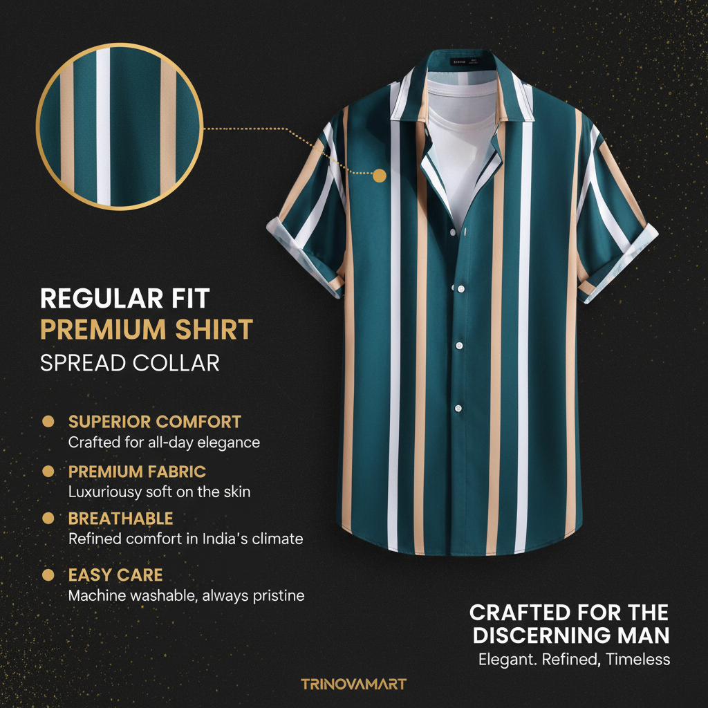 Premium Teal Striped Shirt Infographic